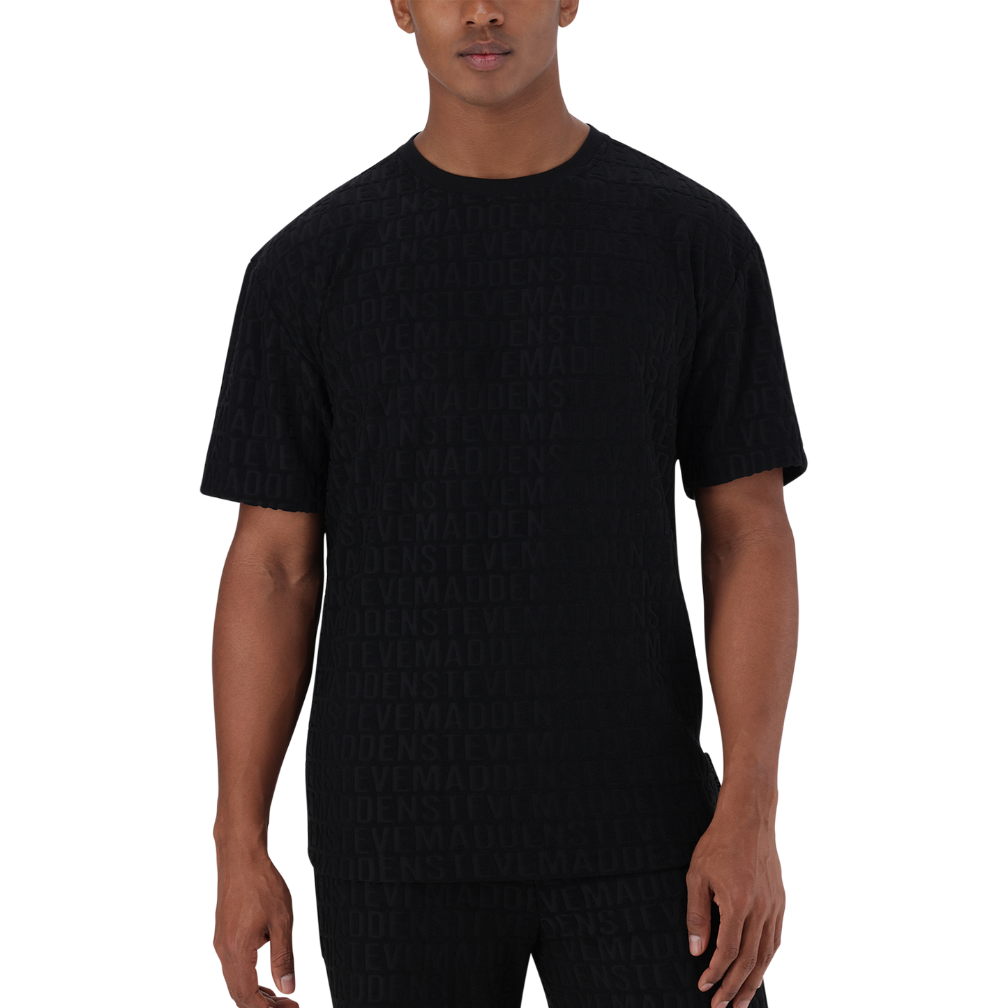 CALEB BLACK EMBOSSED T-SHIRT